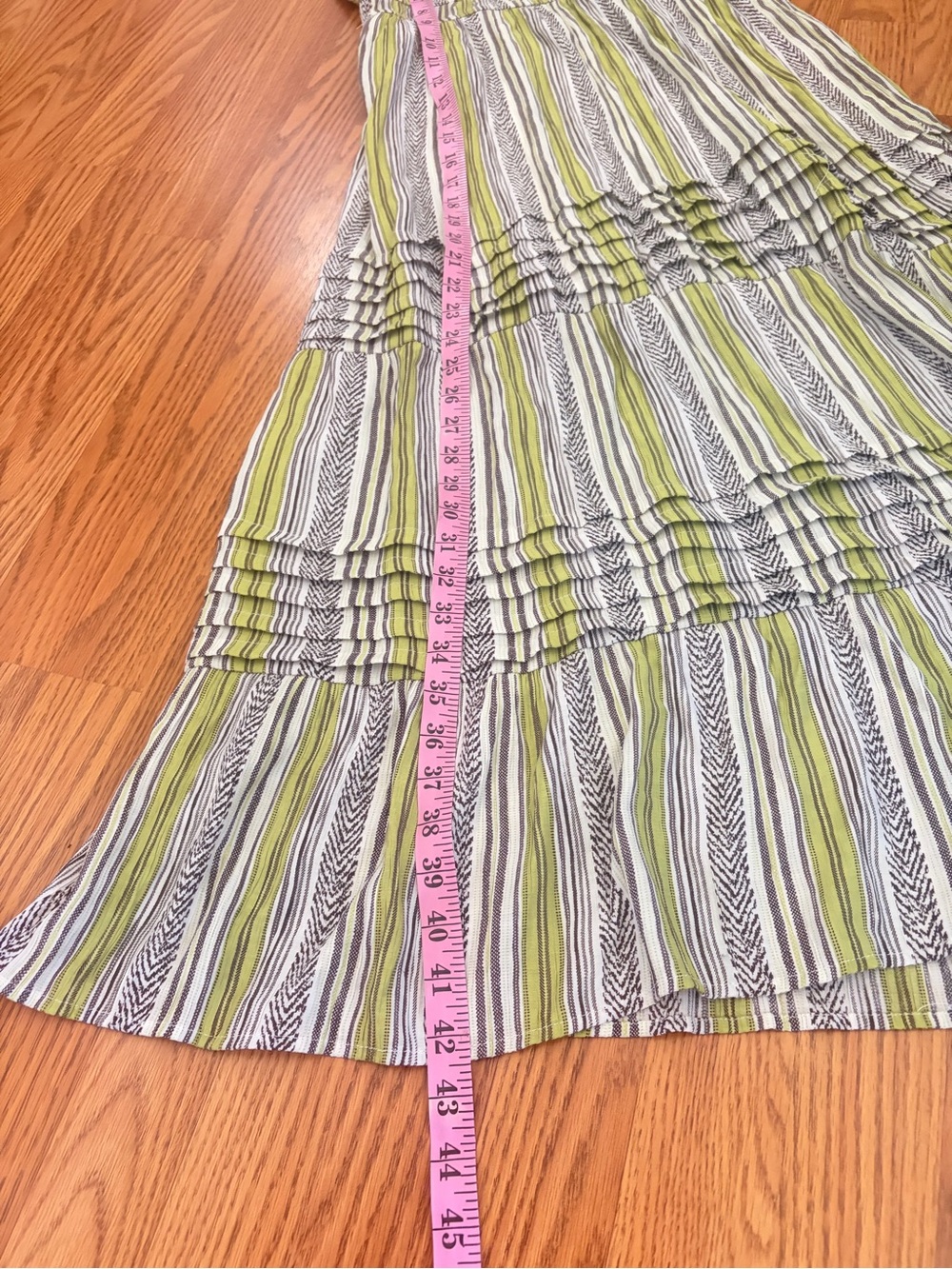 Max+Ash Striped Maxi Dress in Green and White with Ruffle Straps - Picture 7 of 12